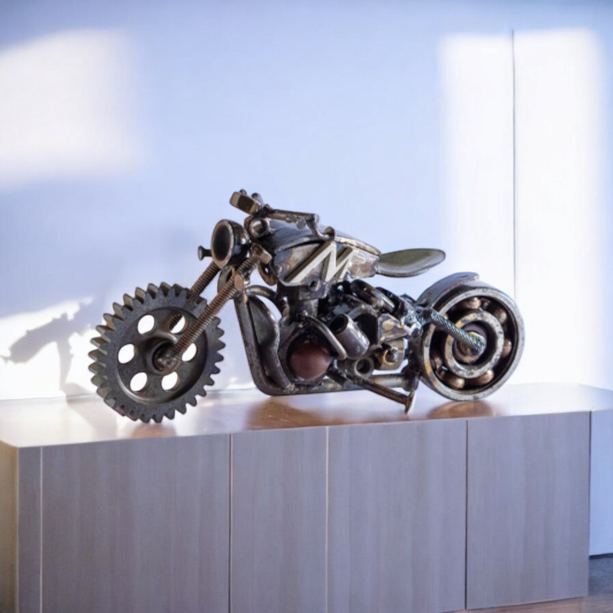 Motorcycle Inspired Recycled Metal Art Sculpture