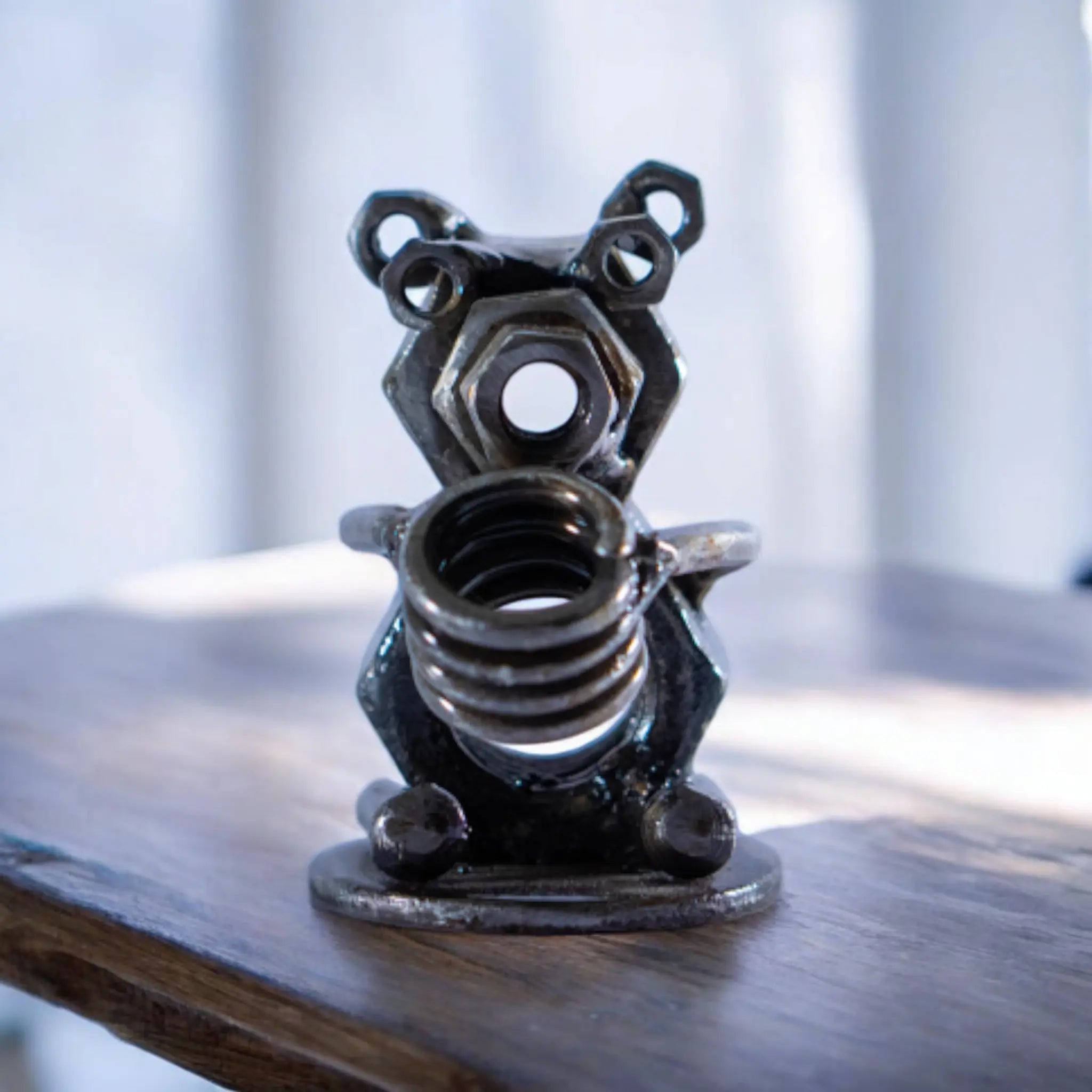 Bear Pen Holder Inspired Recycled Metal Art Sculpture