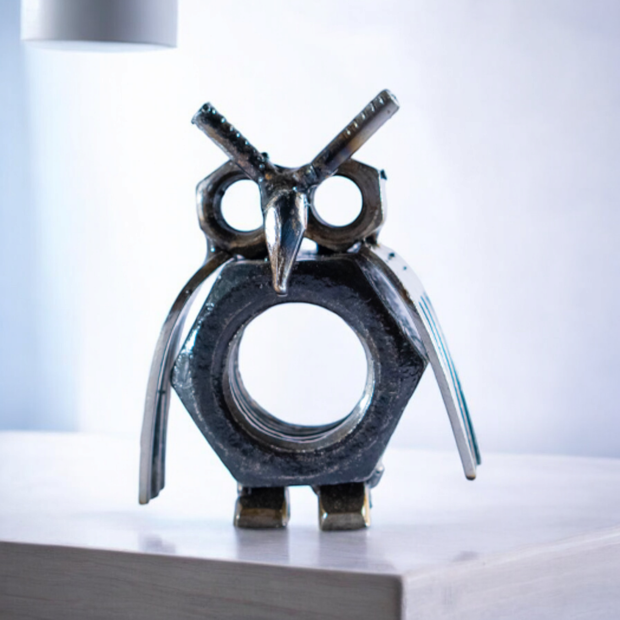 Owl Inspired Recycled Metal Art Sculpture
