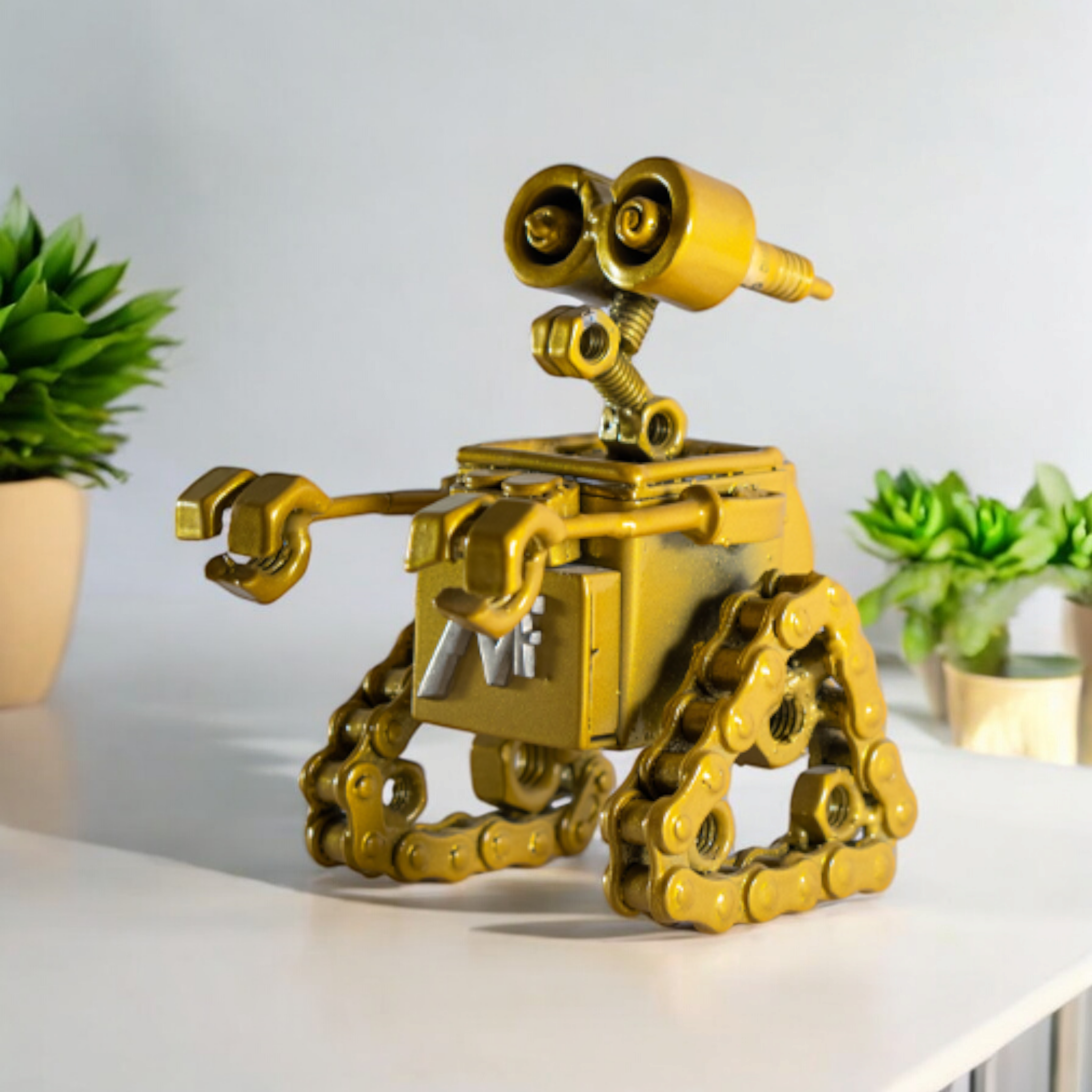 Wall-E Inspired Recycled Metal Sculpture
