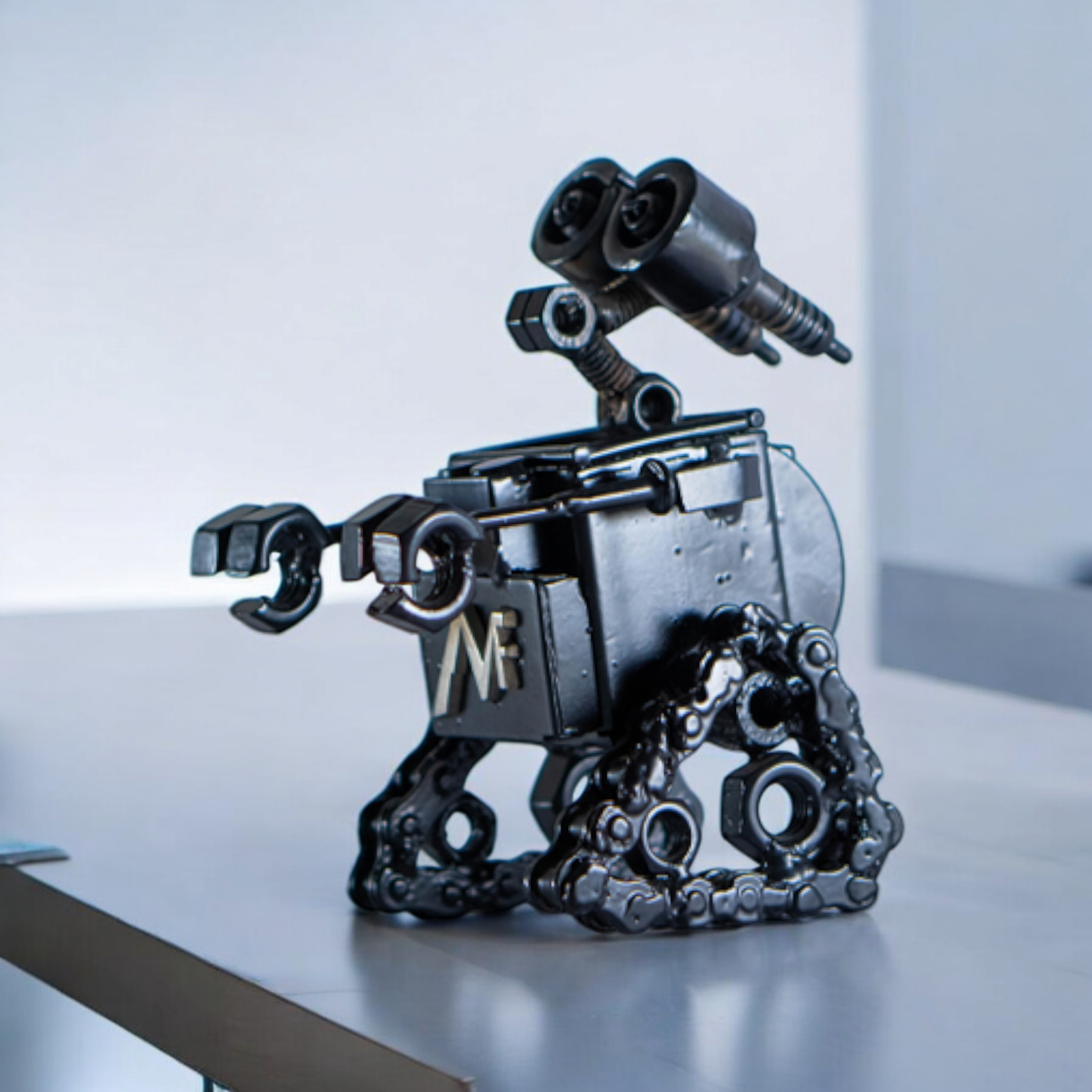 Wall-E Inspired Recycled Metal Sculpture