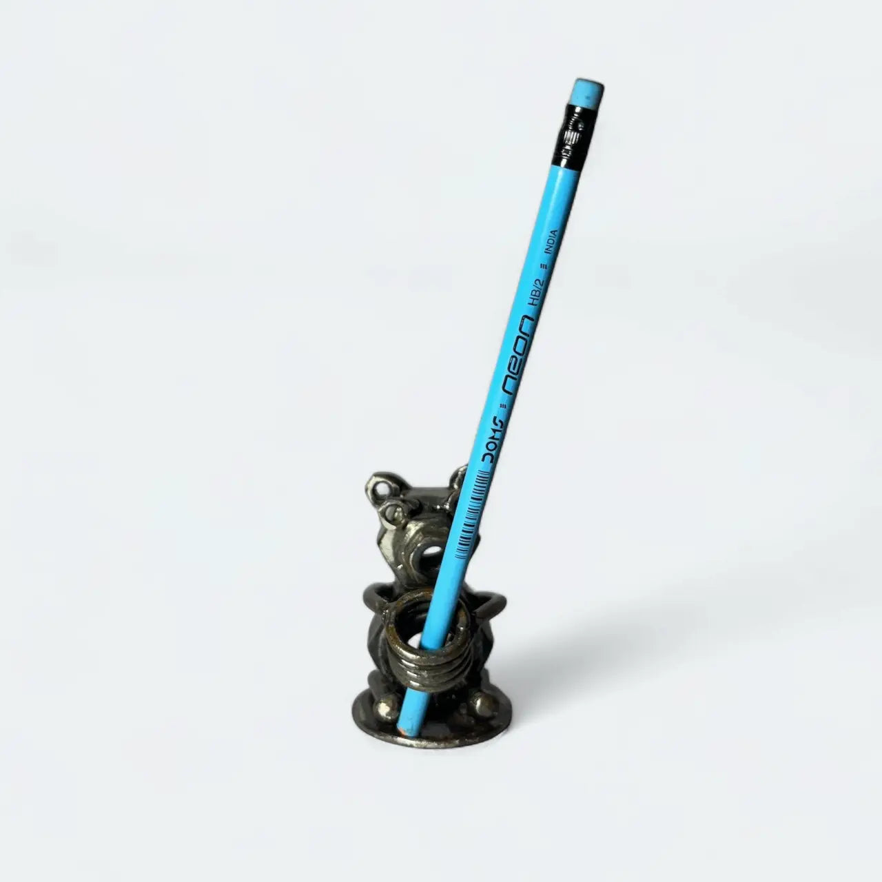 Bear Pen Holder Inspired Recycled Metal Art Sculpture