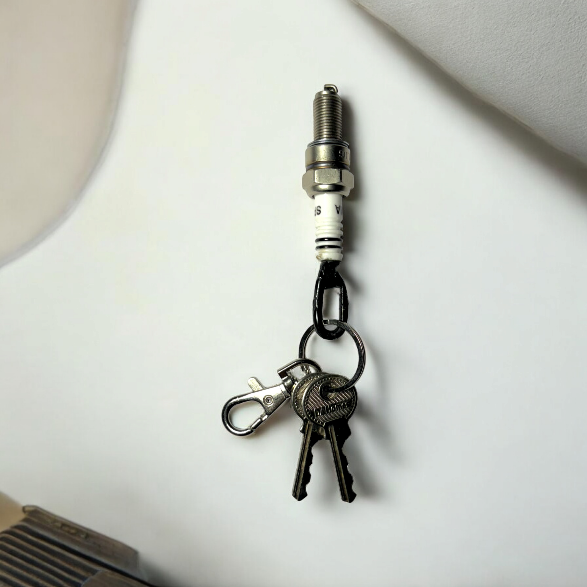 Spark Plug Key Chain Inspired Recycled Metal Art