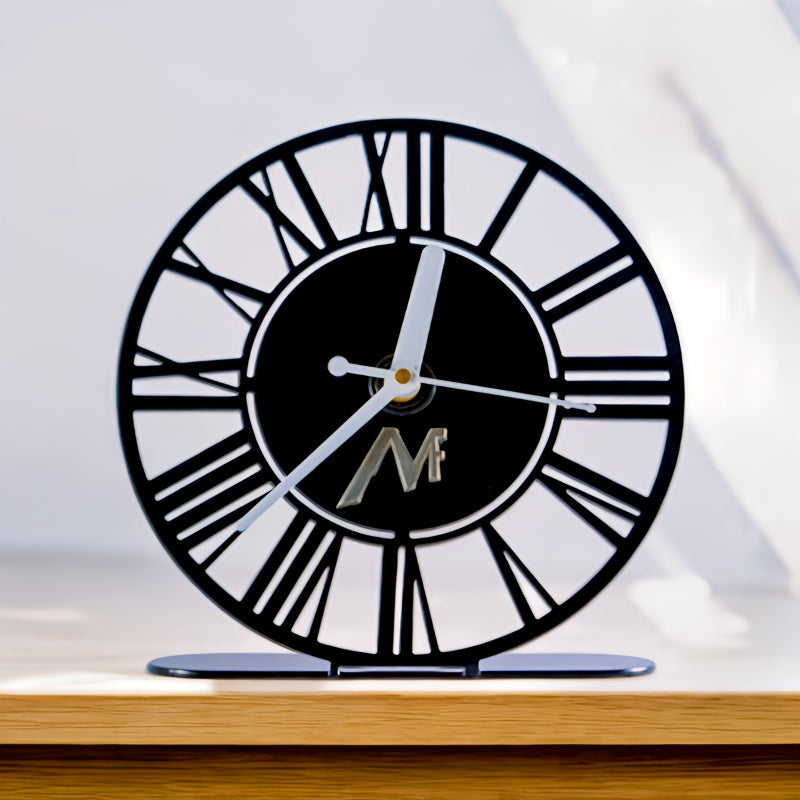 Laser Cutting Table Clock In Iron With Gold Powder Coated Finished