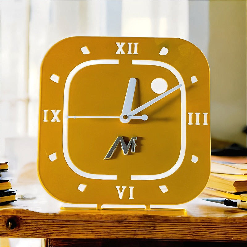 Laser Cutting Table Clock In Iron With Gold Powder Coated Finished