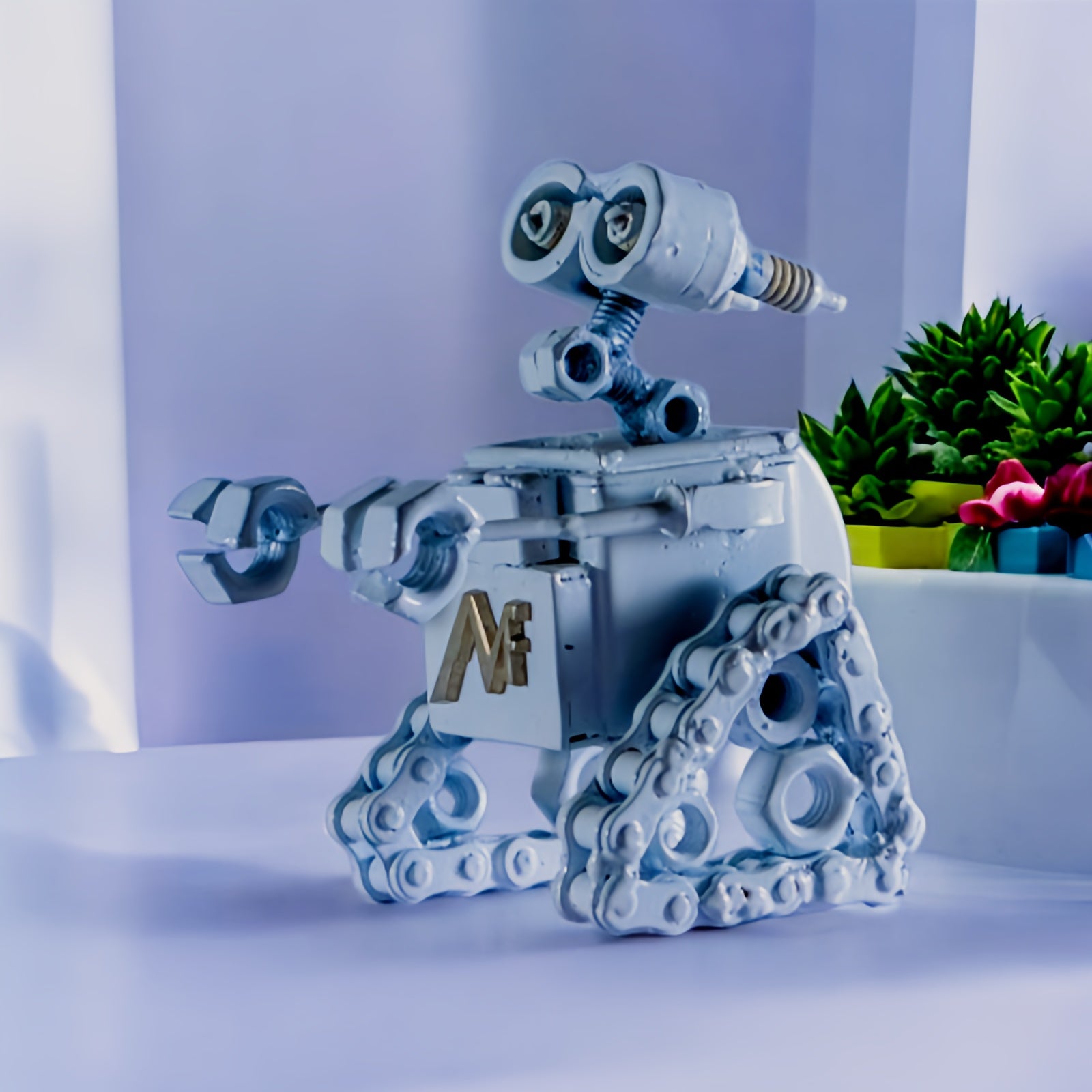 Wall-E Inspired Recycled Metal Sculpture